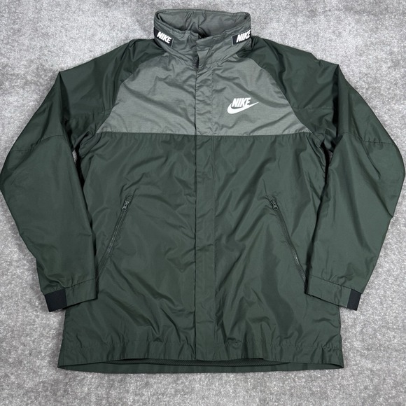 Vintage Nike‎ Windbreaker Jacket Men's Medium Green Full Zip Hooded Lightweight